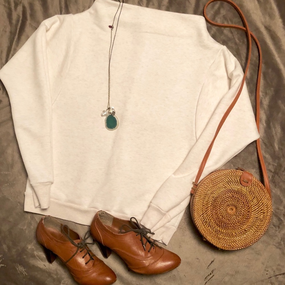 Anthropologie cream sweatshirt